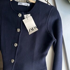 Zara Midnight Blue Dress with Silver Accent